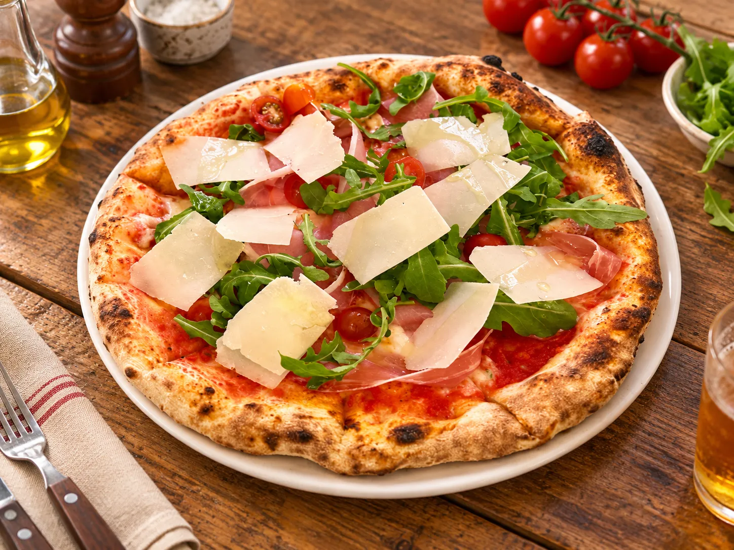 Pizzas recién salidas del horno de leña